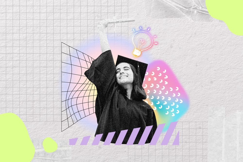 Happy graduate, creative education remix, editable design