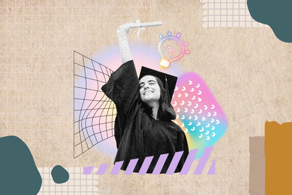 Happy graduate, creative education remix, editable design