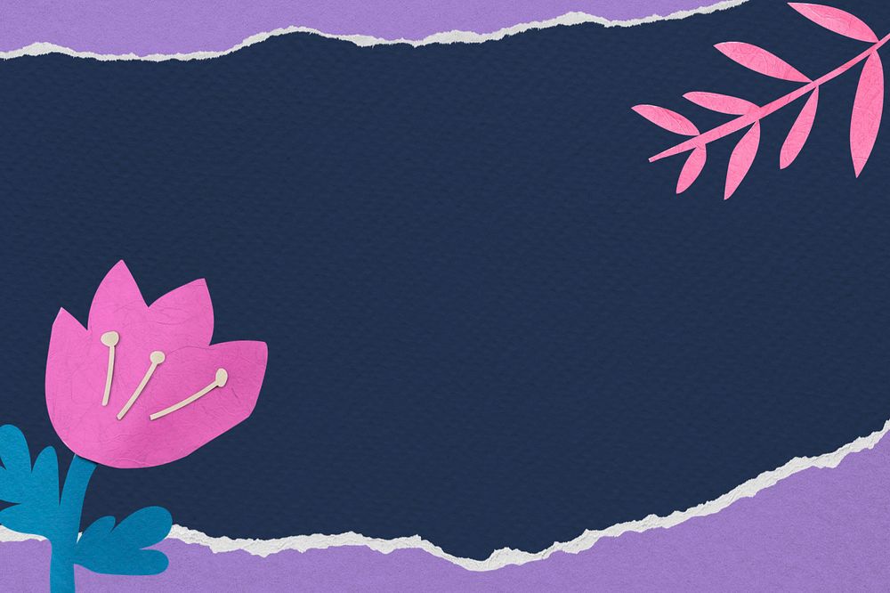 Flower, dark blue background, editable paper craft remix