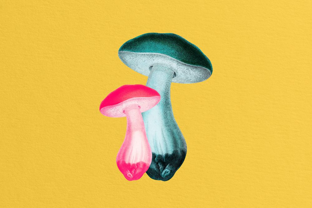 Editable neon mushrooms