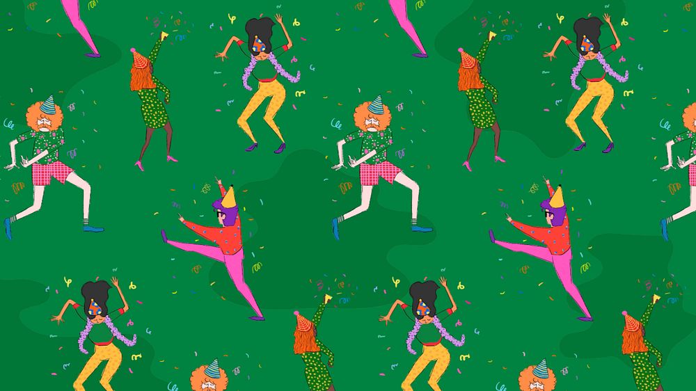 Party people, green desktop wallpaper, editable background design