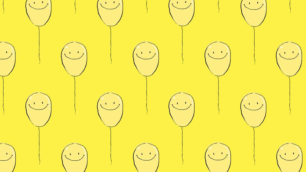 Balloon pattern, yellow desktop wallpaper, editable background design