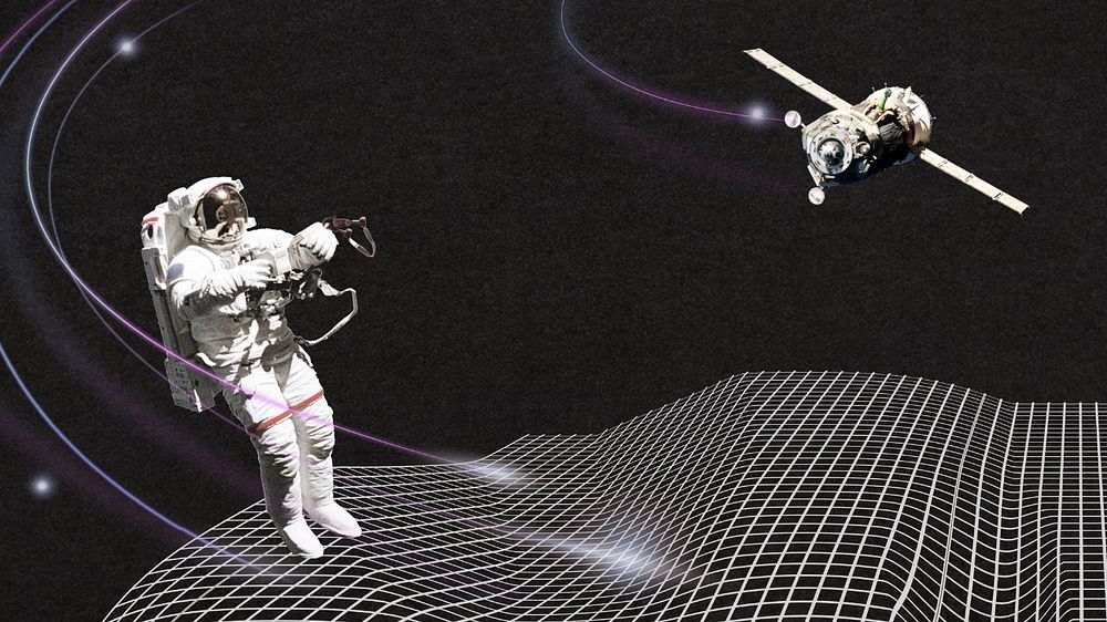 Editable space technology, astronaut & wireframe design