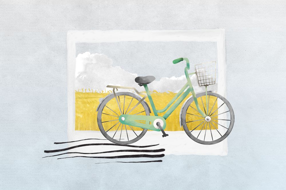 Editable bicycle collage remix, aesthetic instant photo frame design