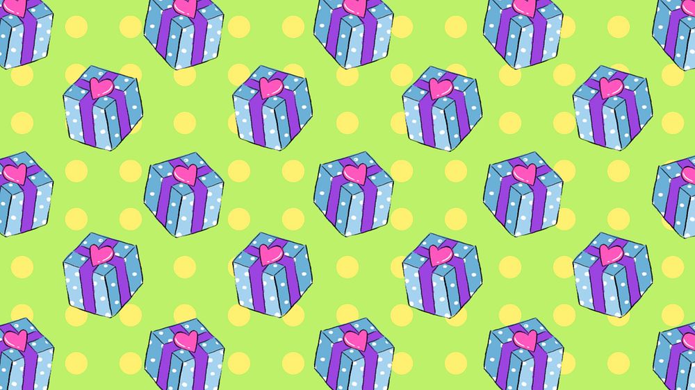 Birthday gift pattern desktop wallpaper, editable background design