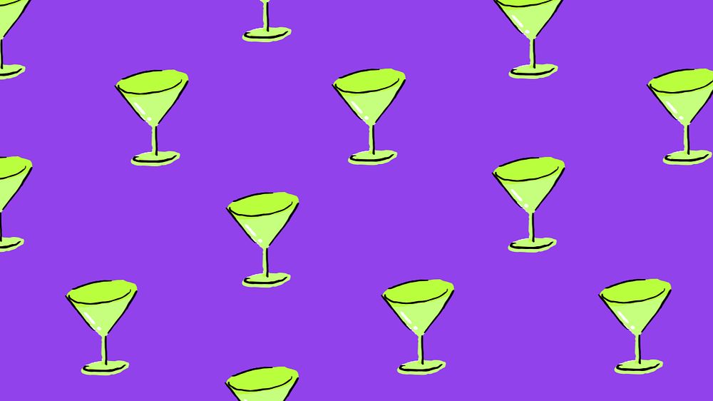 Martini glass pattern desktop wallpaper, editable background design