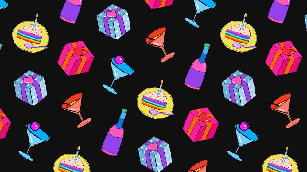 Birthday party pattern desktop wallpaper, editable background design