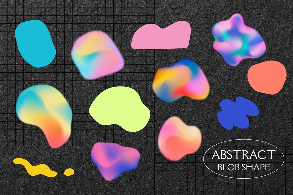 Holographic organic shapes, colorful collage element set , editable design