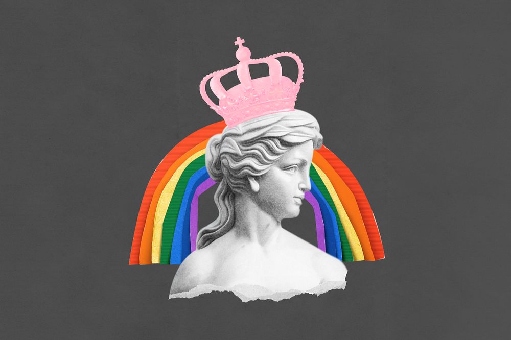 Aesthetic pride month background, editable paper collage remix design