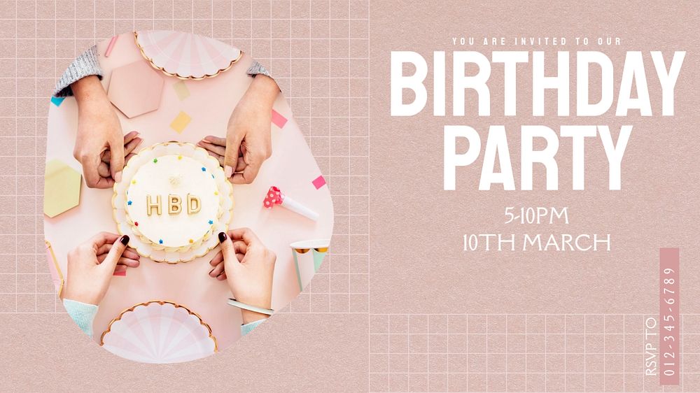 Birthday party invitation banner template, editable design