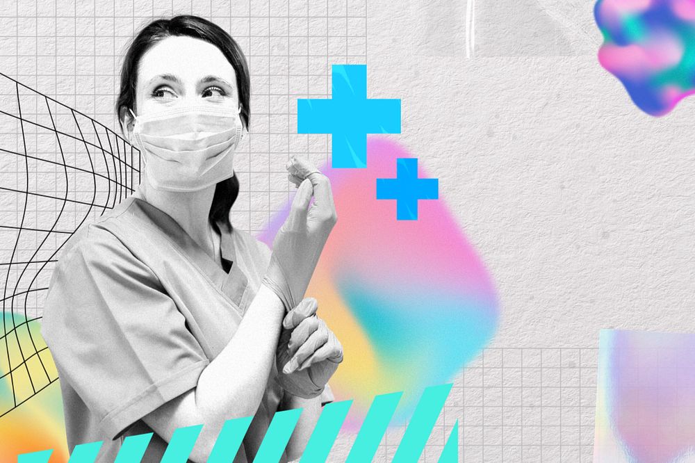 Woman doctor, creative healthcare image, editable design