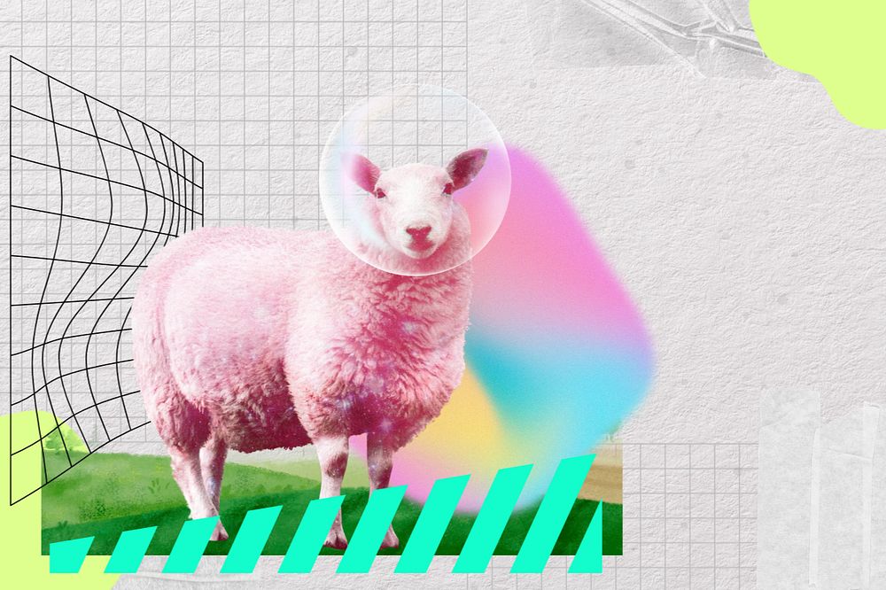 Bubble sheep, creative livestock animal remix, editable design