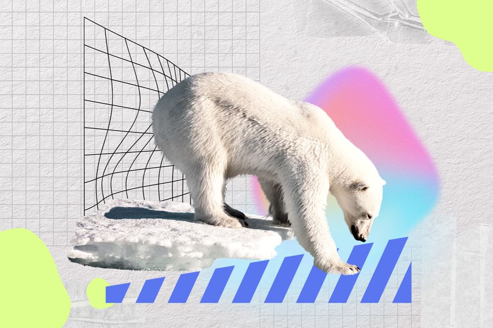 Polar bear, creative climate change remix, editable design