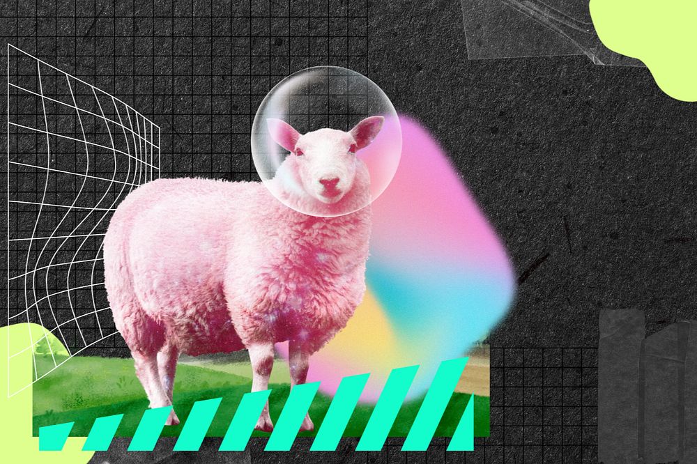 Bubble sheep, creative livestock animal remix, editable design