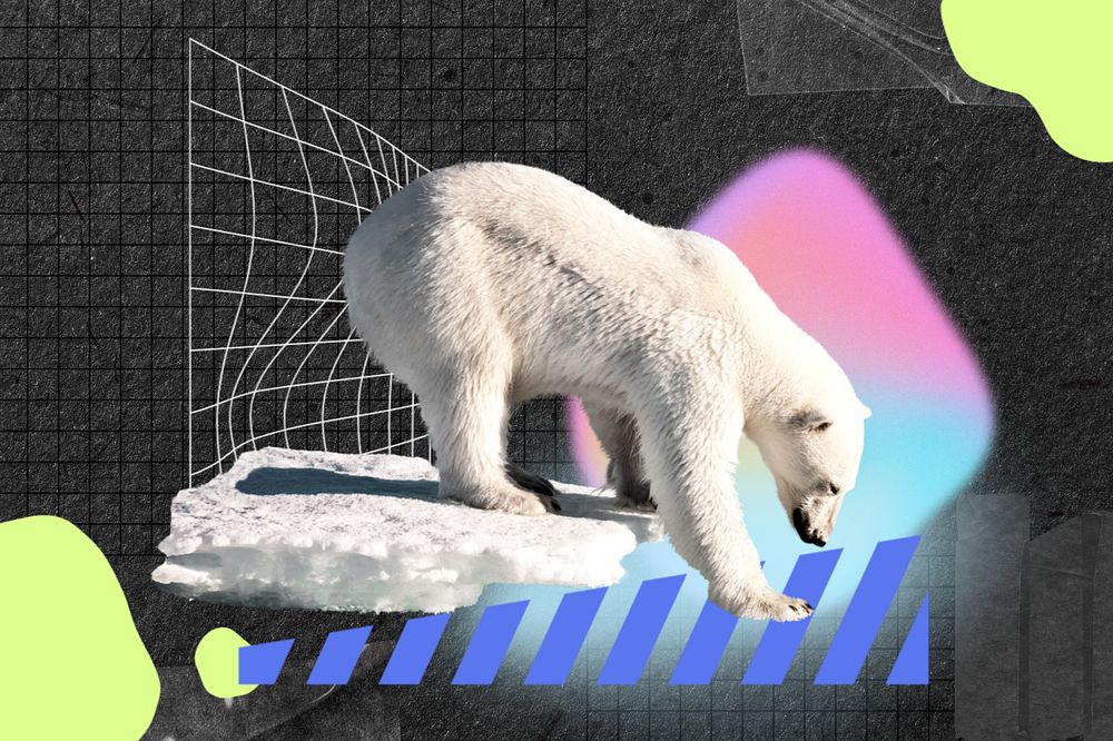 Polar bear, creative climate change remix, editable design