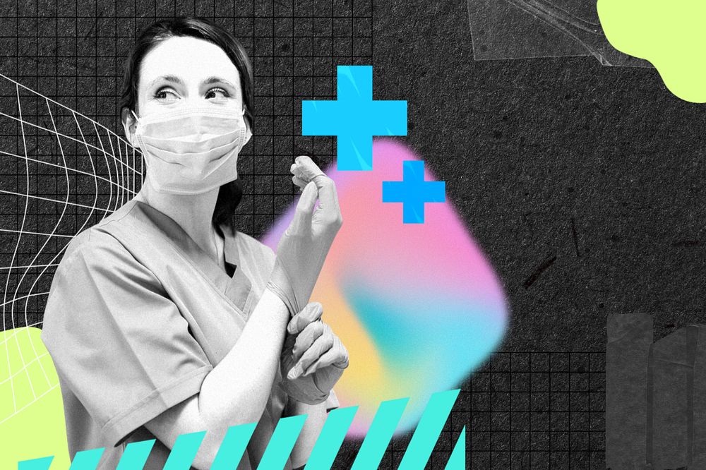 Woman doctor, creative healthcare image, editable design