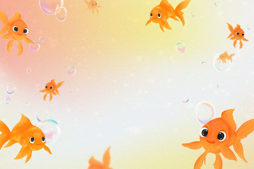 Goldfish bubbles background, editable illustration border