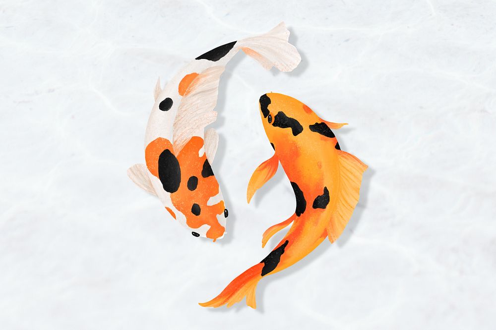 Koi fish background, customizable aesthetic illustration remix