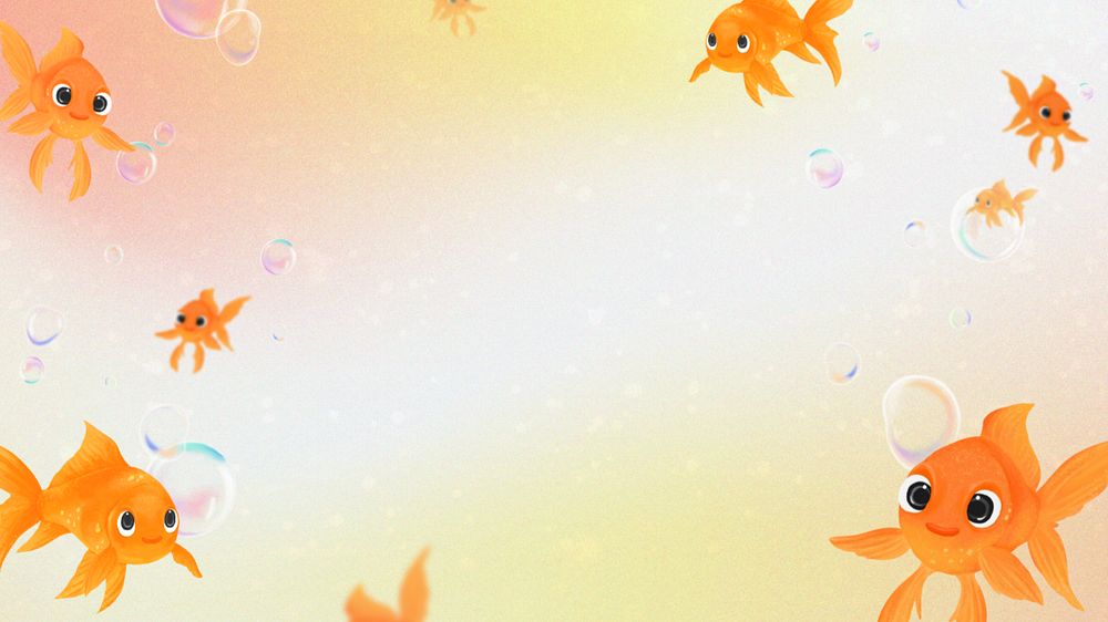 Goldfish bubbles desktop wallpaper, customizable illustration background 