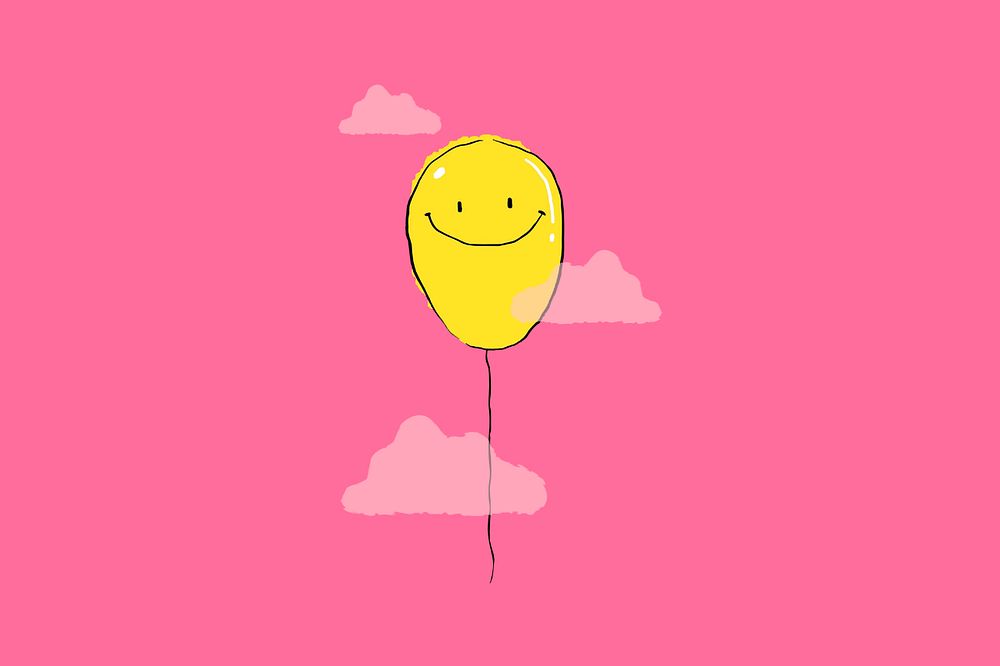 Happy balloon, pink background, editable design