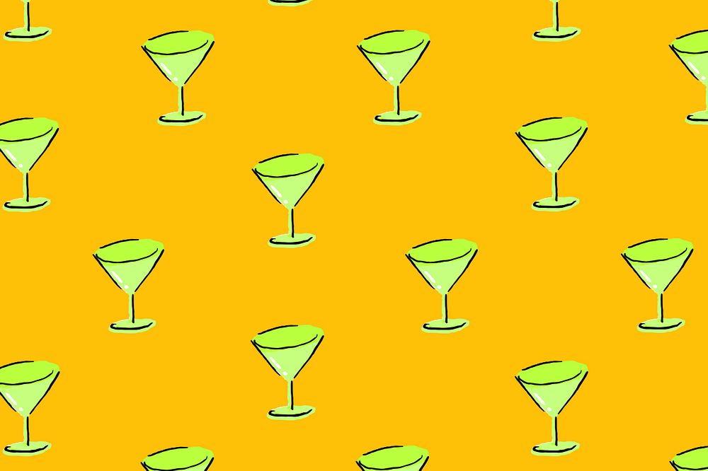 Cocktail glass pattern, orange background, editable design