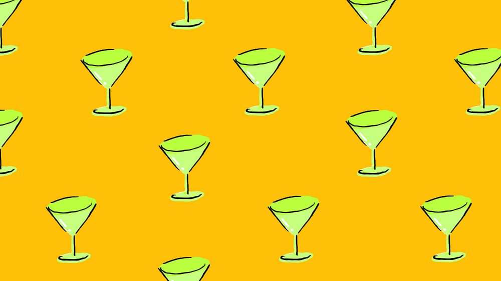 Cocktail glass pattern desktop wallpaper, editable background design