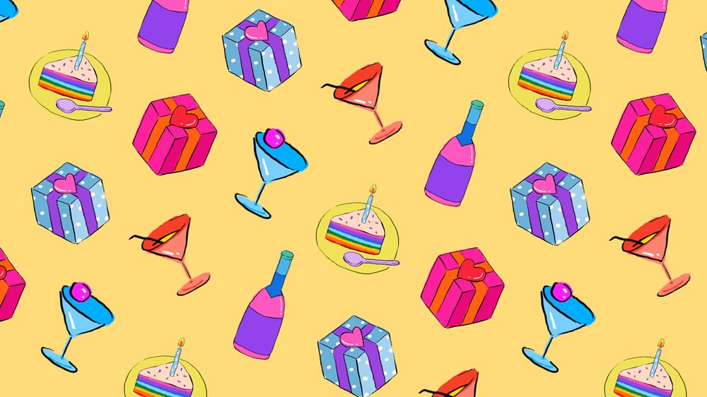 Birthday party pattern desktop wallpaper, editable background design