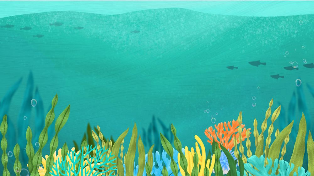 Green under ocean desktop wallpaper, customizable illustration background 