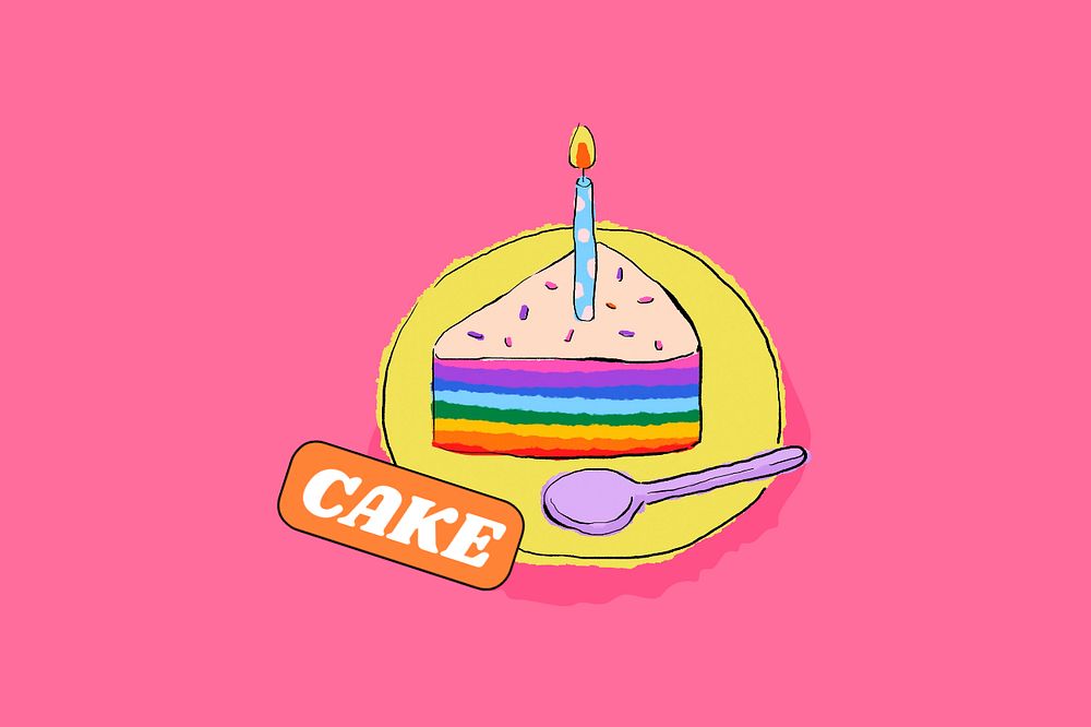 Birthday cake, pink background, editable design