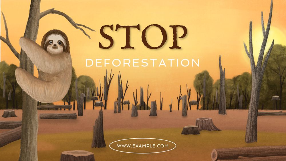 Stop deforestation blog banner template, editable aesthetic paint remix 