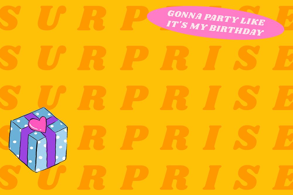 Surprise party, yellow background, editable design