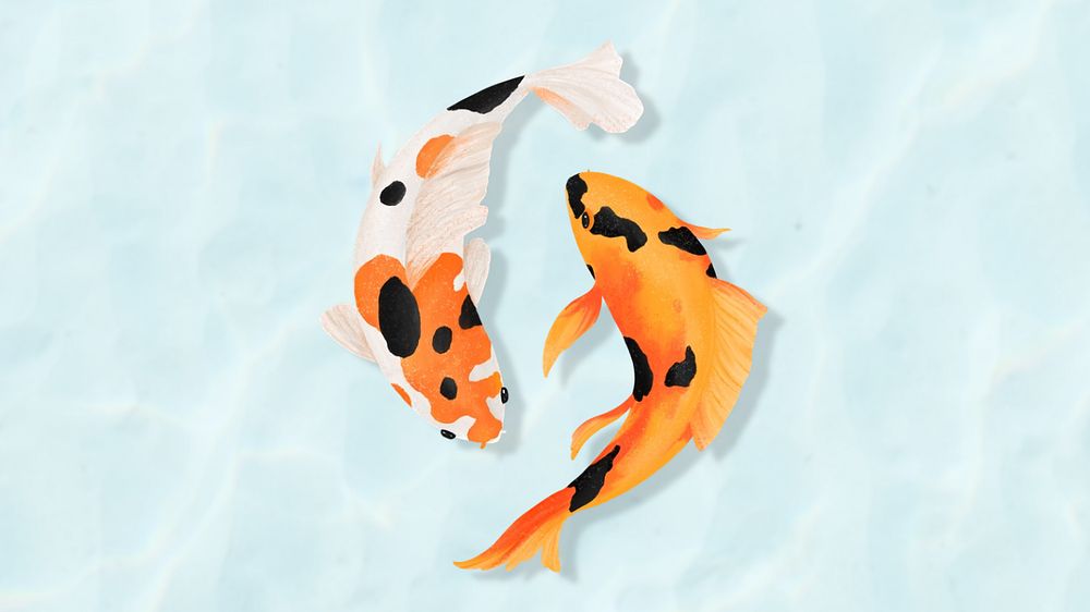 Koi fish desktop wallpaper, customizable illustration background 