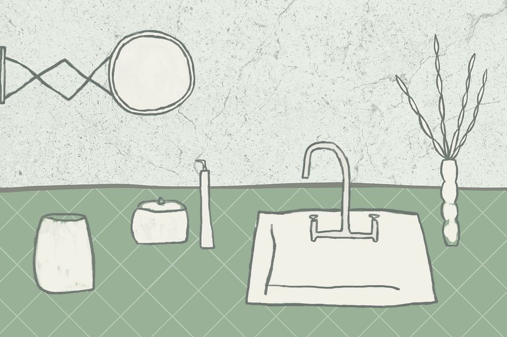 Bathroom background, editable doodle illustration