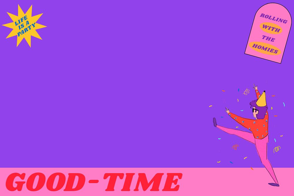 Party time, purple background, editable design