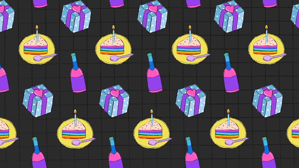 Birthday party pattern desktop wallpaper, editable background design