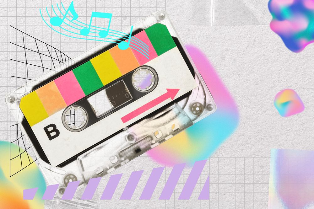 Creative music remix, cassette tape image, editable design