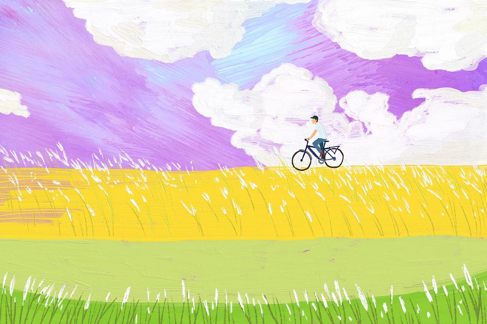 Pastel bicycle background, editable remix acrylic texture design