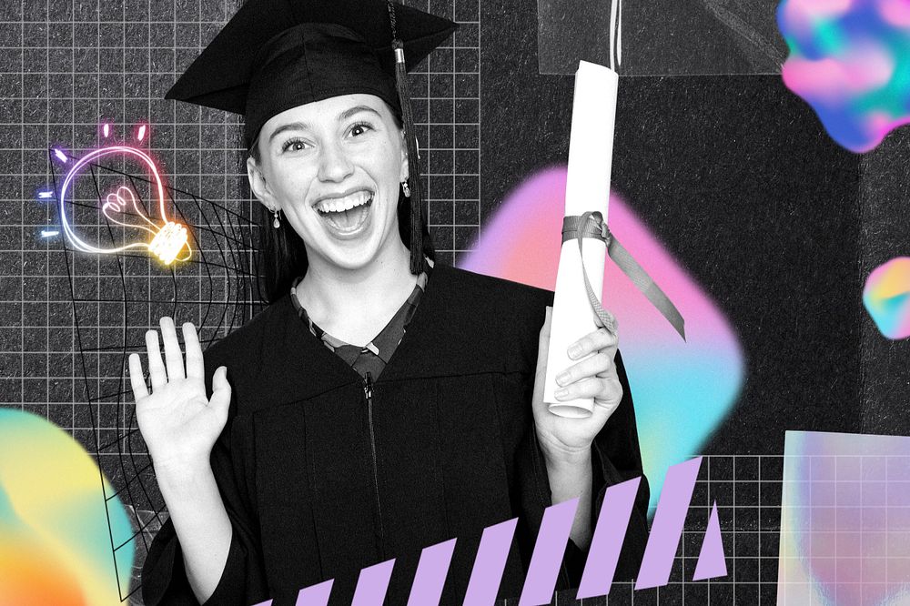 Happy graduate, creative education remix, editable design