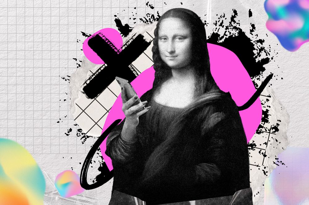 Abstract Mona Lisa background, social media paper collage, editable design, remixed by rawpixel