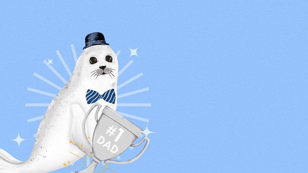 Father's day seal desktop wallpaper, customizable illustration background 