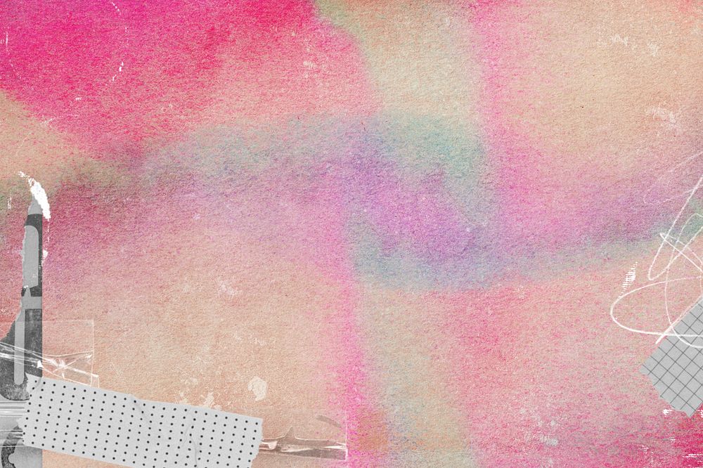 Pink holographic paper texture background, collage border, editable design