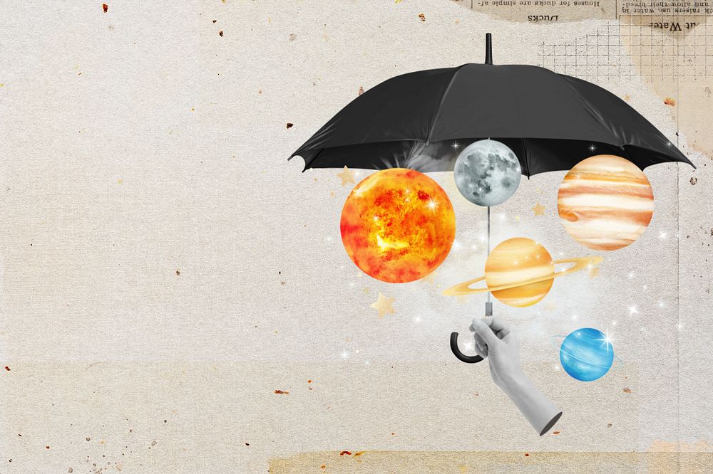 Space umbrella, editable collage remix design