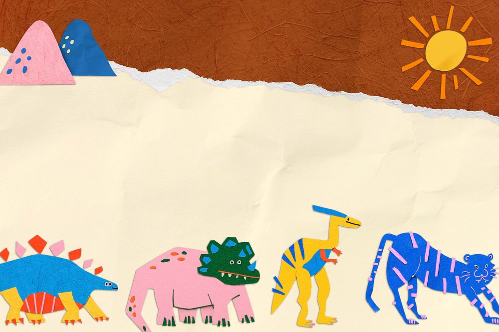 Fun animals background, editable paper craft remix