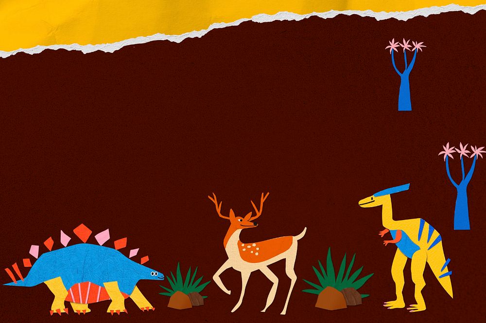 Fun animals background, editable paper craft remix