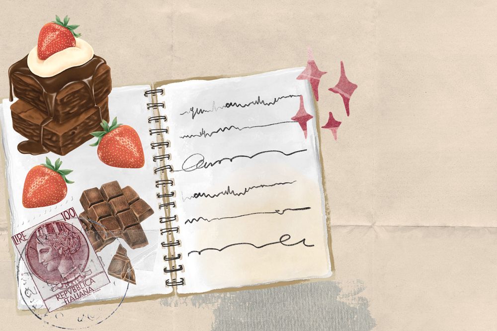 Editable baker diary, aesthetic collage remix design