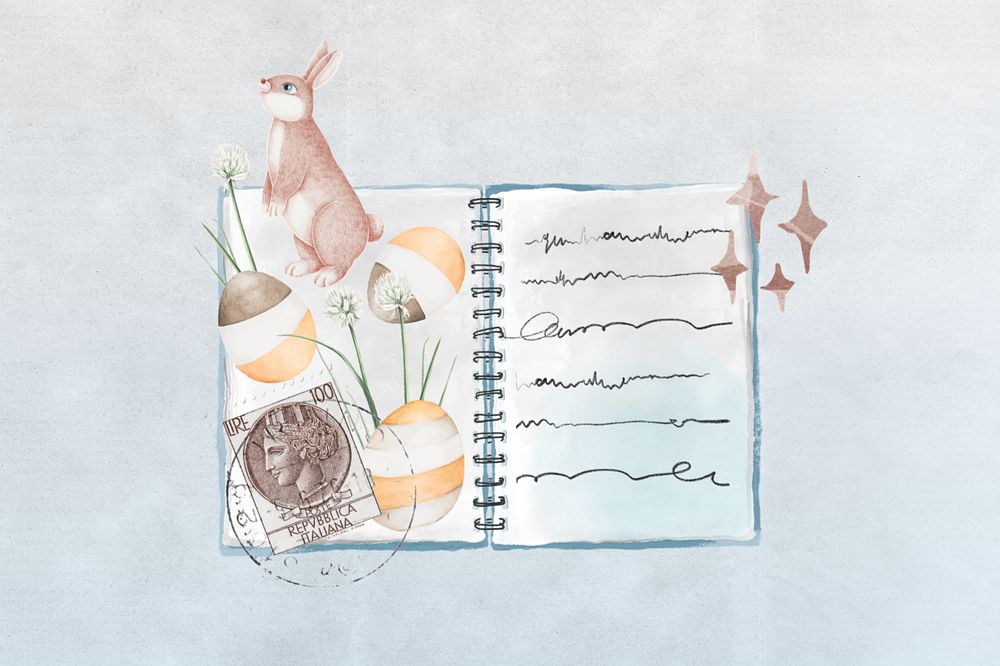 Editable Easter diary, aesthetic collage remix design