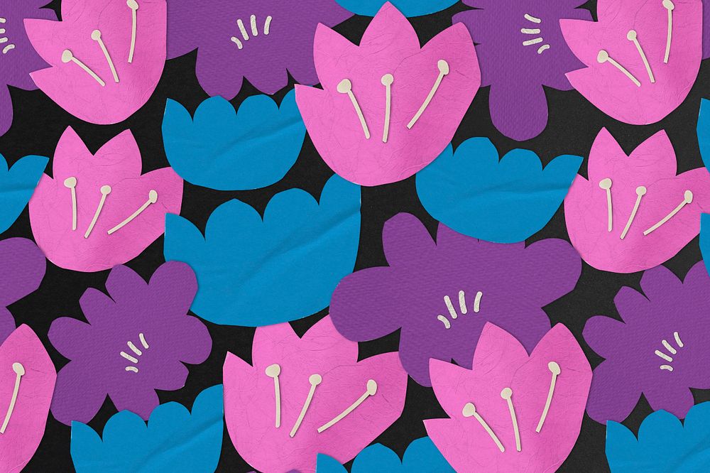 Colorful tulip flowers background, editable paper craft remix