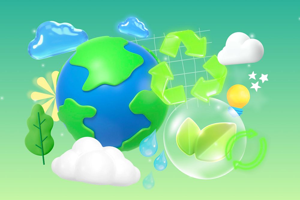 Environment globe 3D remix, editable sustainability design