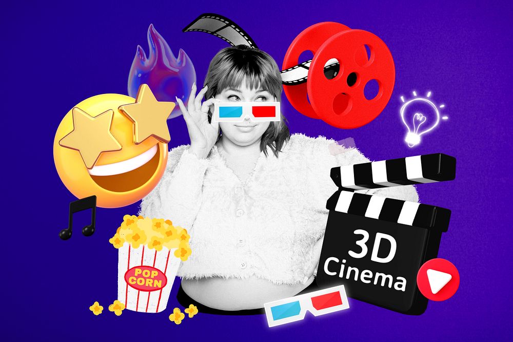 3D cinema, editable entertainment word remix