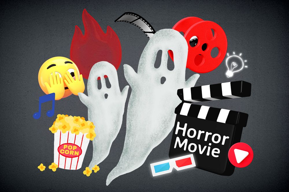 Horror movie, editable entertainment word, 3D remix